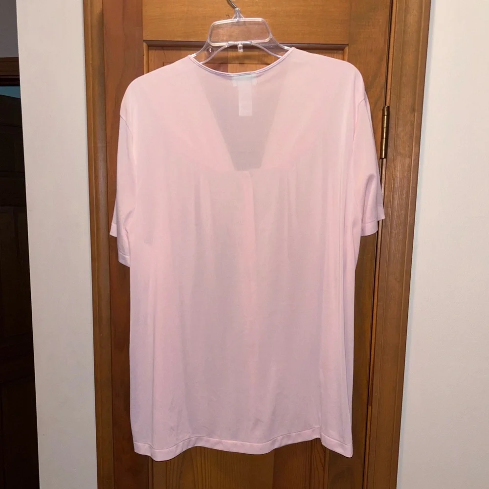 Vanity Fair Light Pink Silky Pajama Top Size 2X Night Shirt Vintage Made in USA - Picture 2 of 7